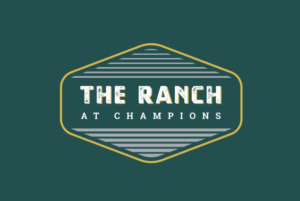 A logo with the text "The Ranch at Champions" in the center.